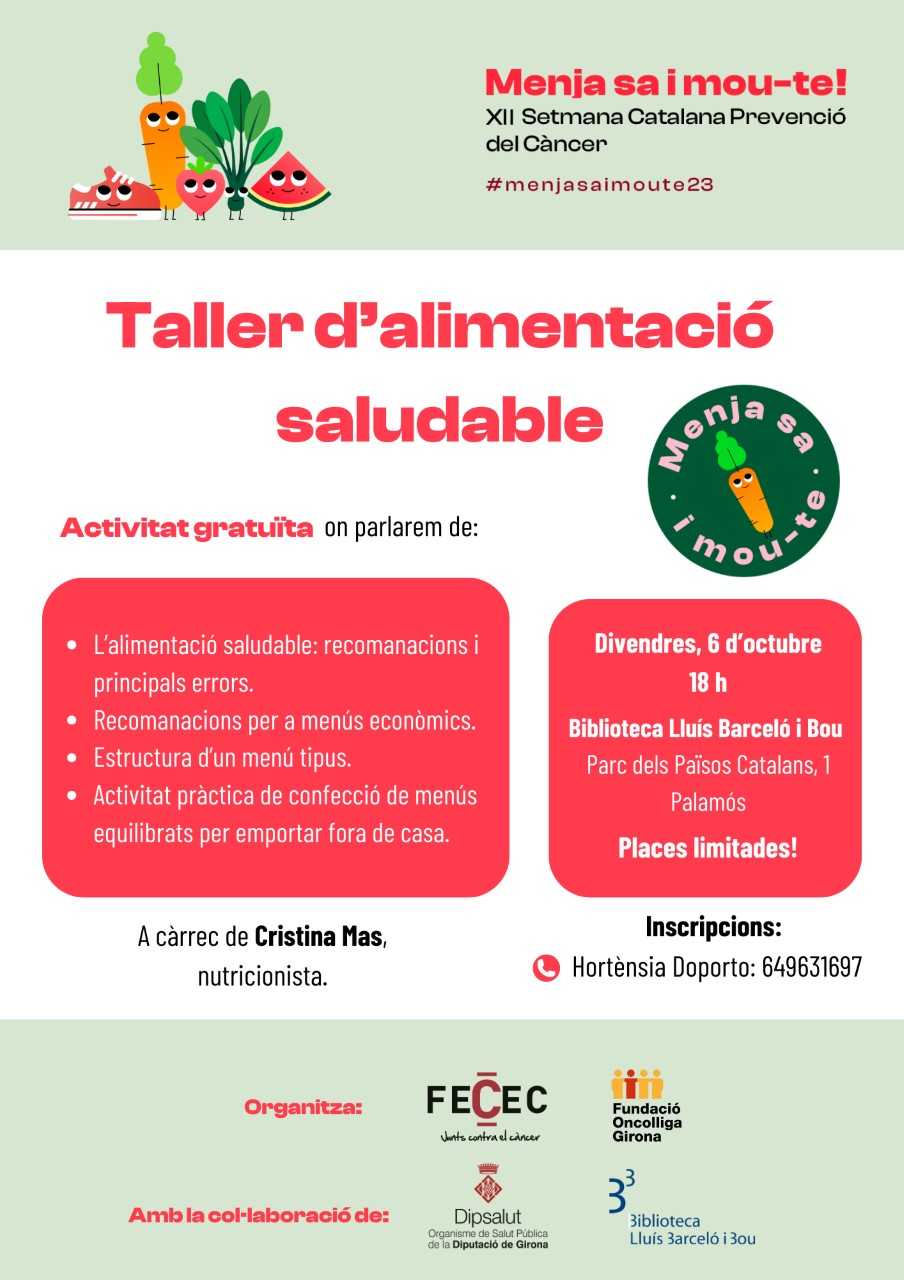 Cartell del taller alimentació saludable