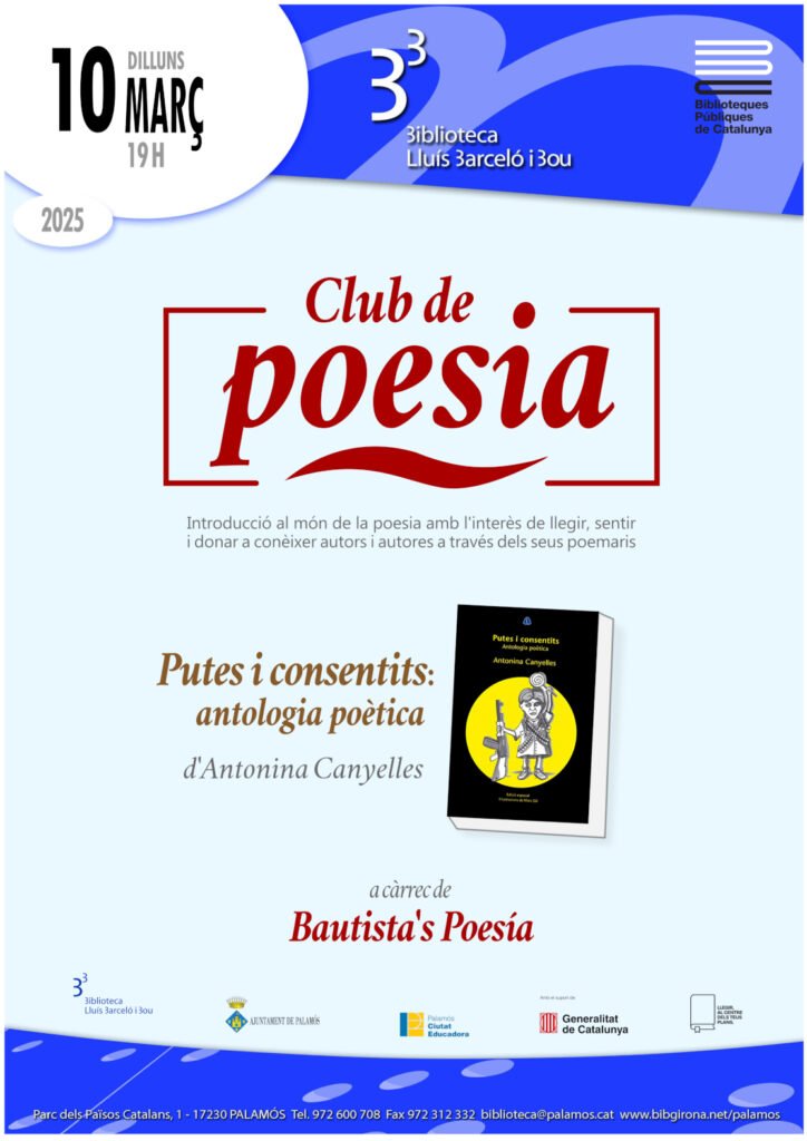 Club de poesia: Putes i consentits, d'Antonina Canyelles 1 Cartell Club Poesia 2025 03