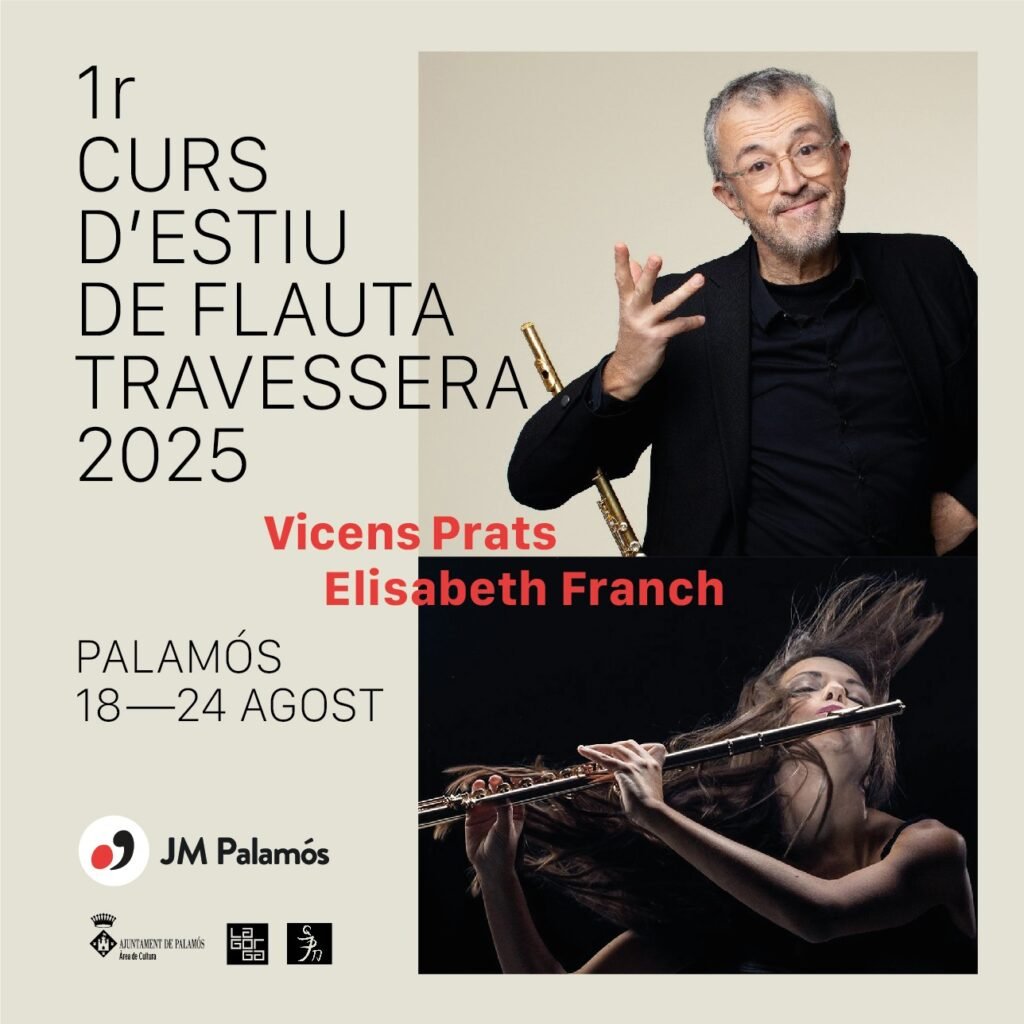 JJMM de Palamós impulsa el primer Curs d’Estiu de Flauta Travessera, dirigit pel prestigiós músic palamosí, Vicens Prats 1 Banner Curs de Flauta 1024x1024 1